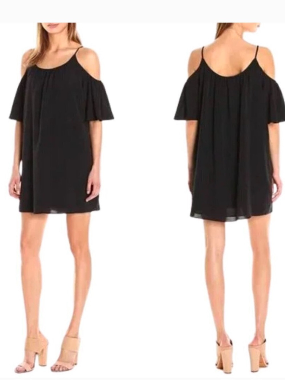 French Connection Black Cold-Shoulder Mini Dress XS